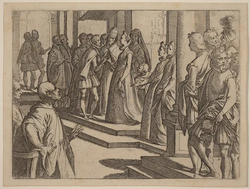The Betrothal of Margaret of Austria to Philip III, King of Spain by Raffaello Schiaminossi, print, 1612