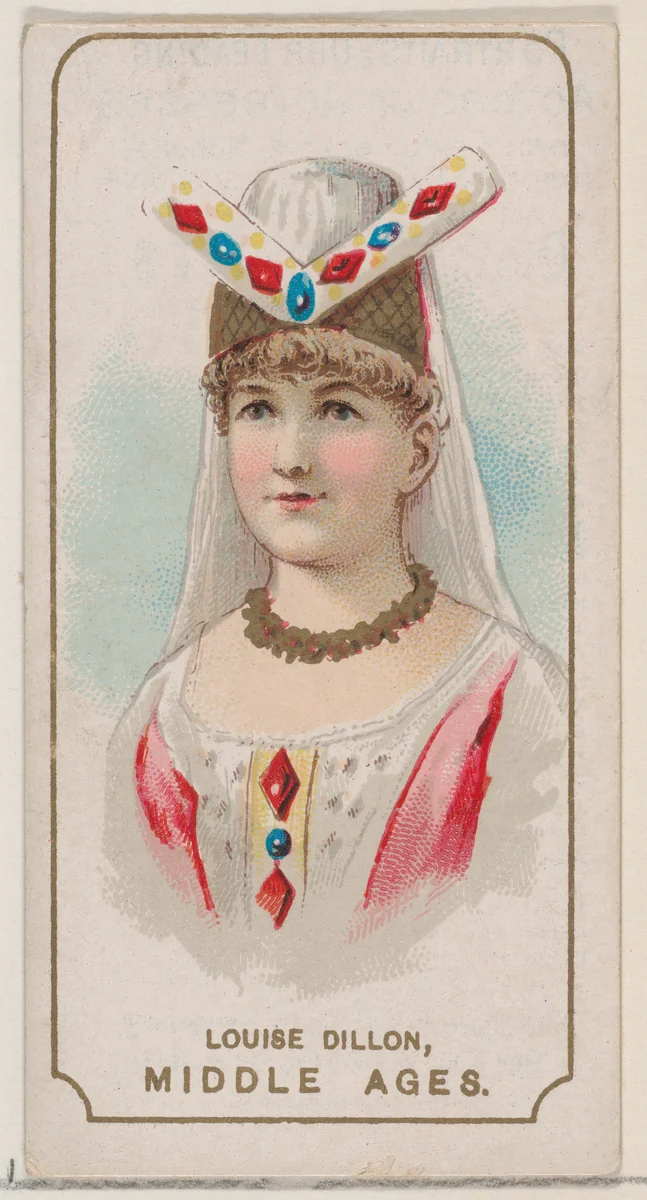 Louise Dillon in Costume of the Middle Ages, from the set Actors and Actresses, Second Series (N71) for Duke brand cigarettes by W. Duke, Sons & Co., print, 1888-1890