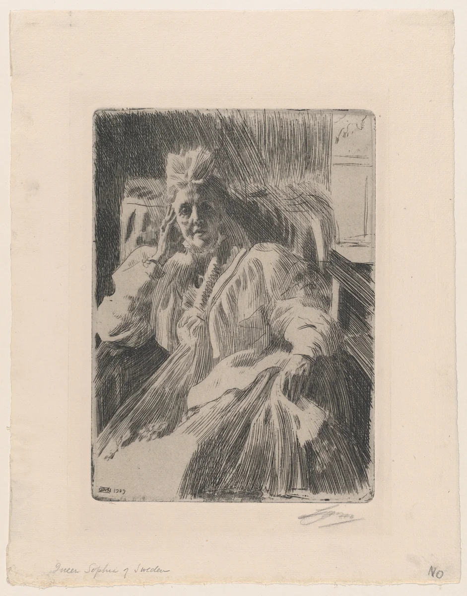 Queen Sophia of Sweden by Anders Zorn, print, 1909
