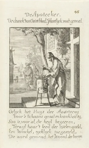 Apotheker by Jan Luyken, print, 1694