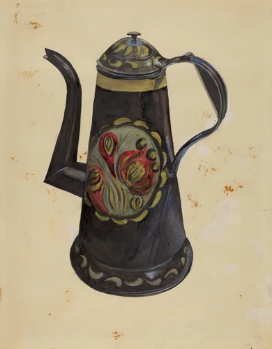 Toleware Coffee Pot by Mina Lowry, index of american design, 1936