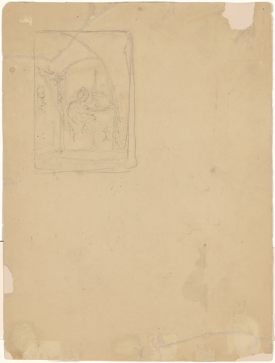 Study of an Interior [verso] by Walter Shirlaw, drawing, 1870-1900