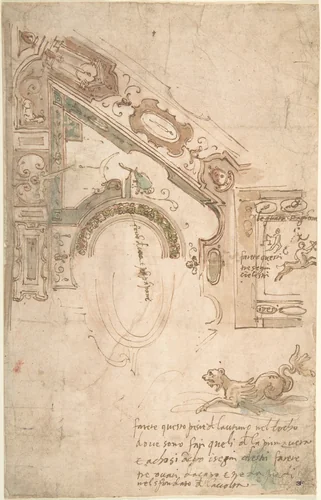 Quarter Plan for a Coved Ceiling by Antenore Ridolfi, drawing, 1556-1566