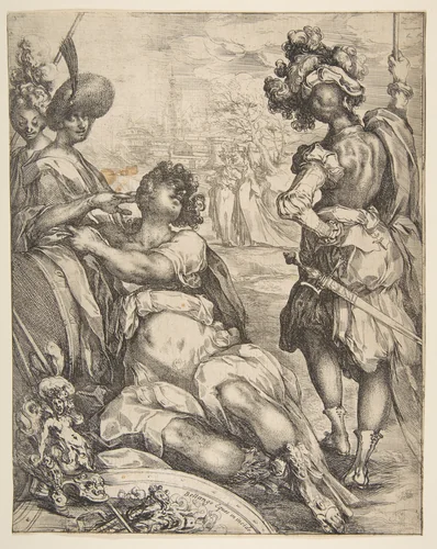 Military Figures outside a City by Jacques Bellange, print, 1595-1616