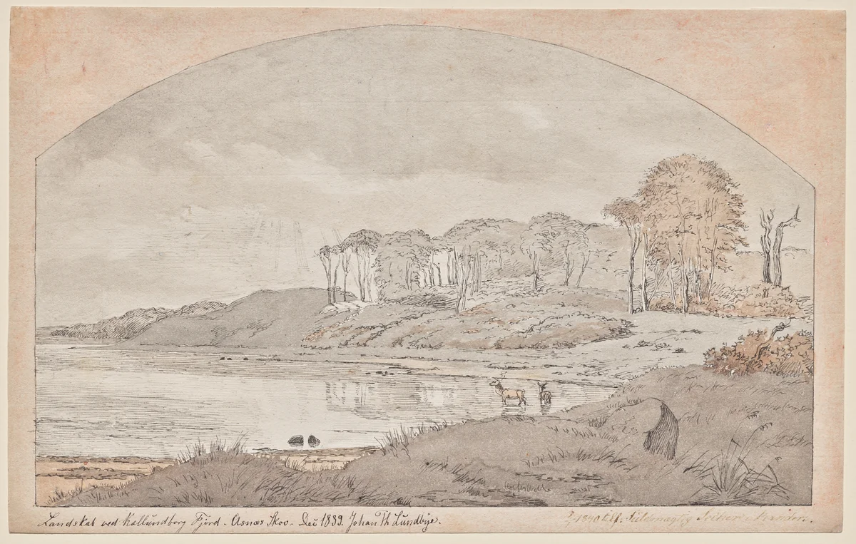 Asnæs Skov, Bay at Kalundborg Fjord by Johan Thomas Lundbye, drawing, 1839