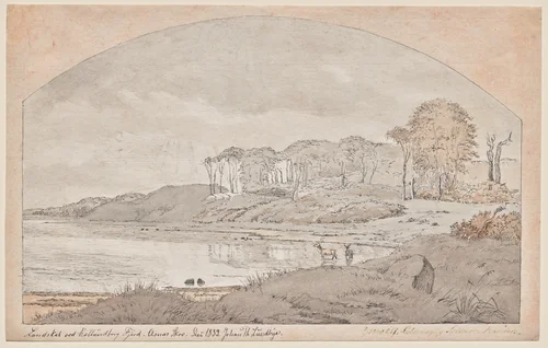 Asnæs Skov, Bay at Kalundborg Fjord by Johan Thomas Lundbye, drawing, 1839