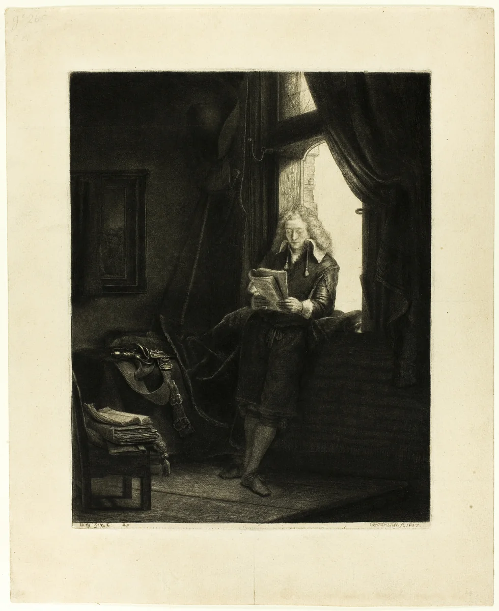 Jan Six by Rembrandt van Rijn, print, 1647