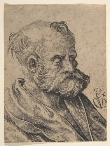 Bust of a Bearded Old Man by Urs Graf, drawing, 1521