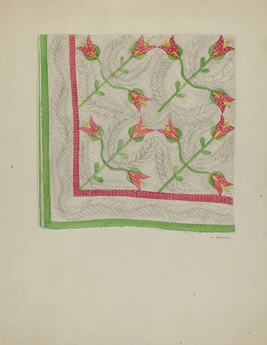 Applique Quilt by Madeline Arnold, index of american design, 1936