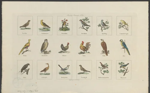 Dieren en voorwerpen met vers by anonymous, print, 1801-1850