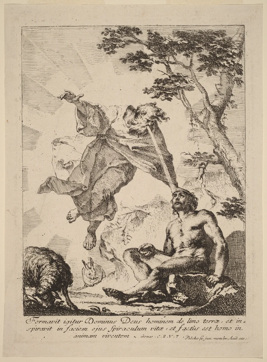 God Breathing Life into Adam by Franz Karl Palko, print, 1760-1769