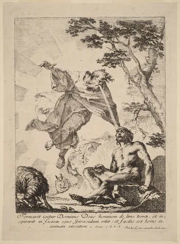 God Breathing Life into Adam by Franz Karl Palko, print, 1760-1769