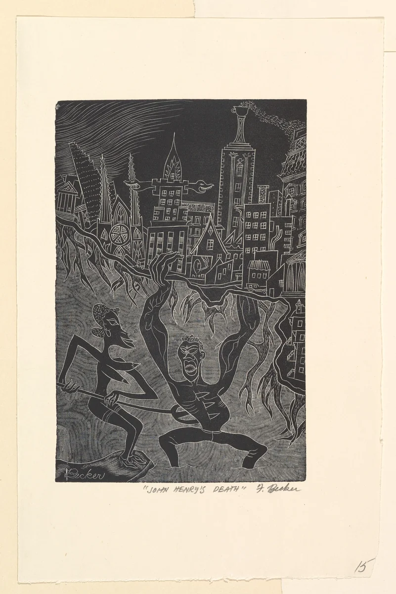 John Henry's Death by Fred Becker, print, 1935-1940