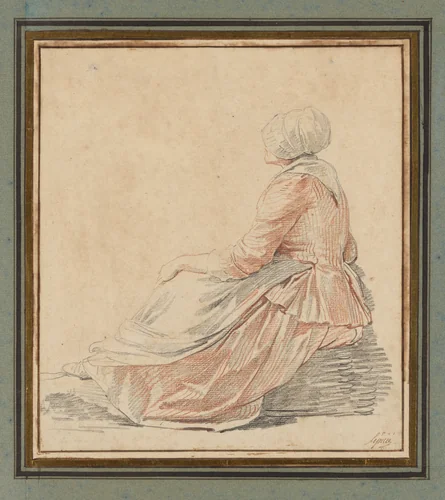 Seated Woman in Profile by Nicolas-Bernard Lépicié, drawing, 1774