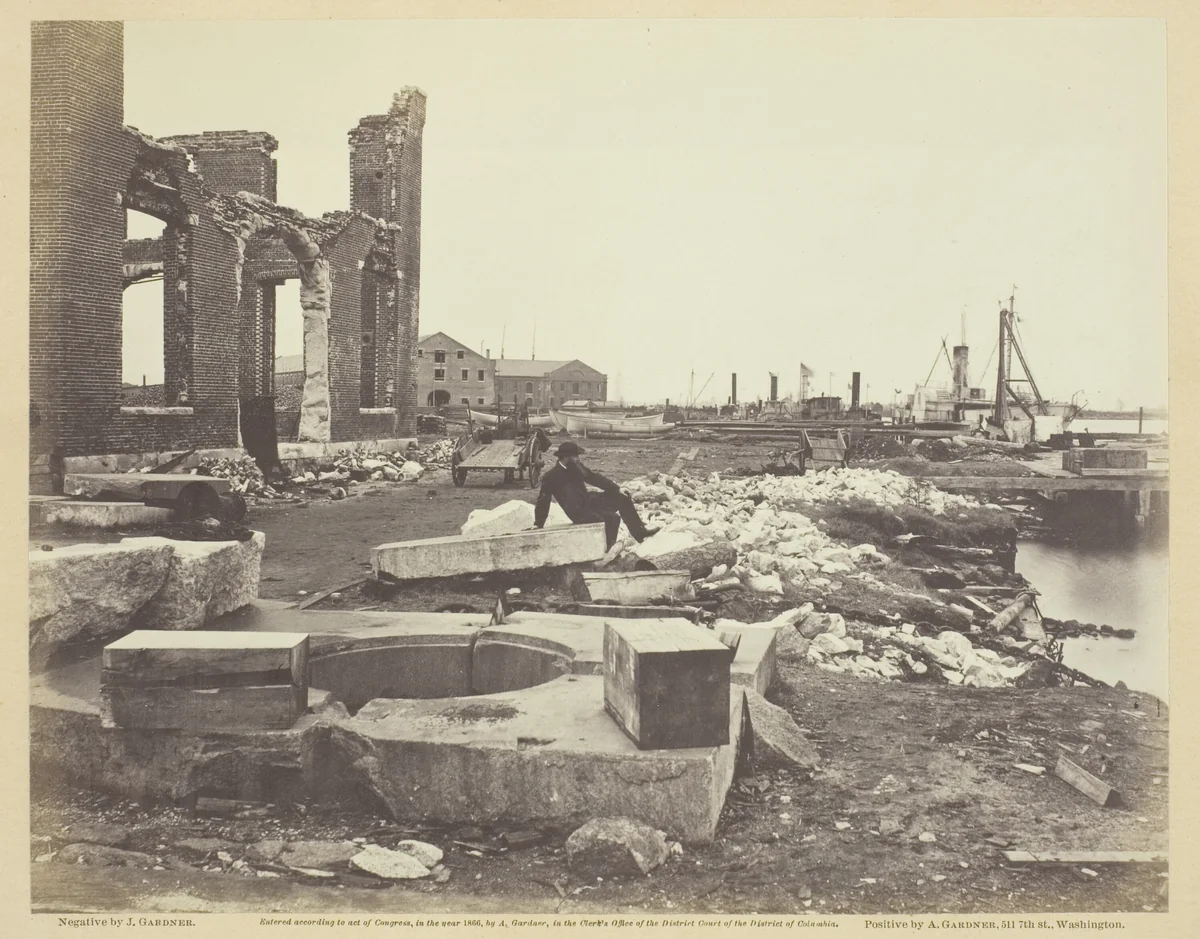 Ruins of Norfolk Navy Yard, Virginia by James Gardner, photograph, 1864