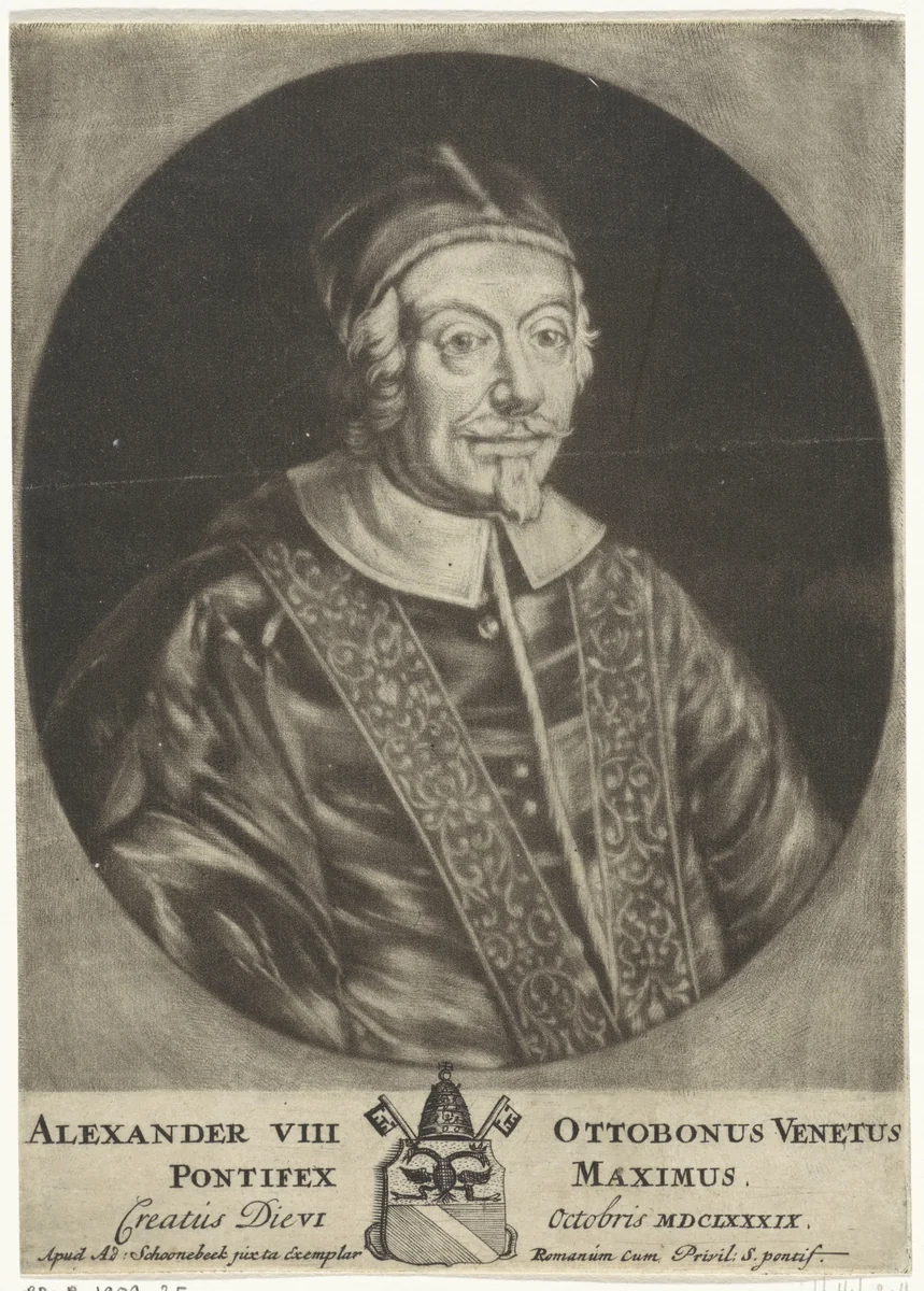 Portret van paus Alexander VIII by anonymous, print, 1689-1714