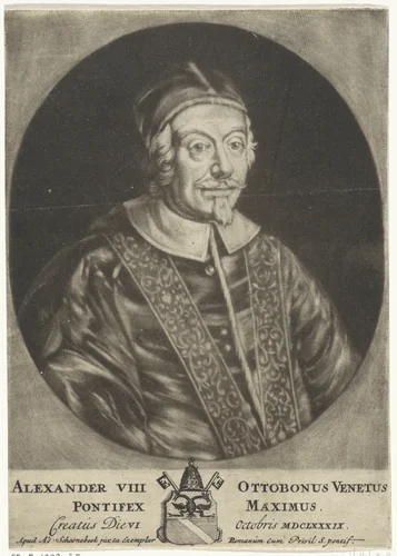 Portret van paus Alexander VIII by anonymous, print, 1689-1714