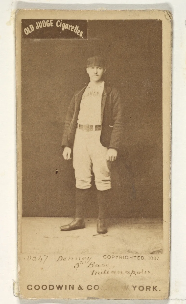 Jerry Denny, 3rd Base, Indianapolis, from the Old Judge series (N172) for Old Judge Cigarettes by Goodwin & Company, photograph, 1887