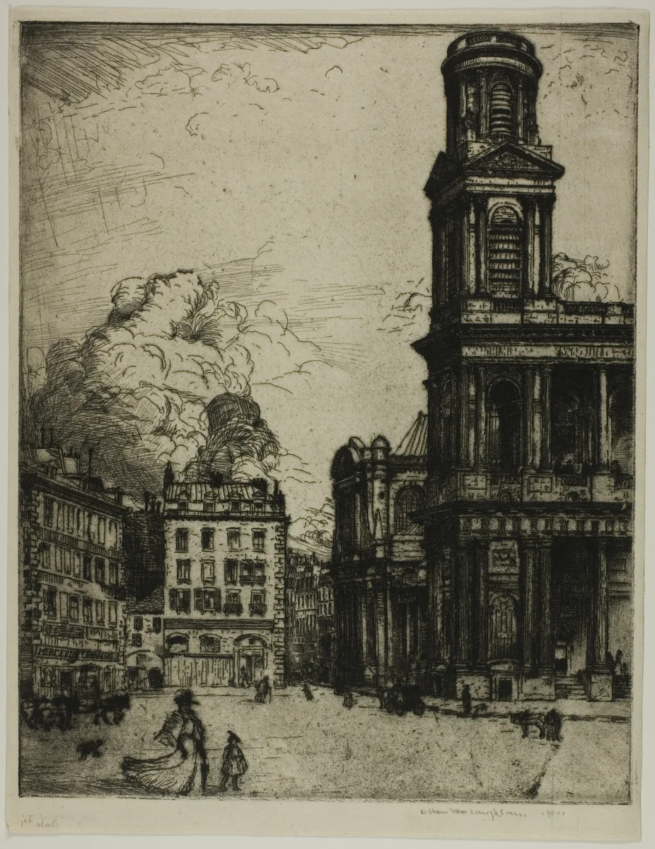 Saint Sulpice, Paris: La Grande Tour by Donald Shaw MacLaughlan, print, 1900