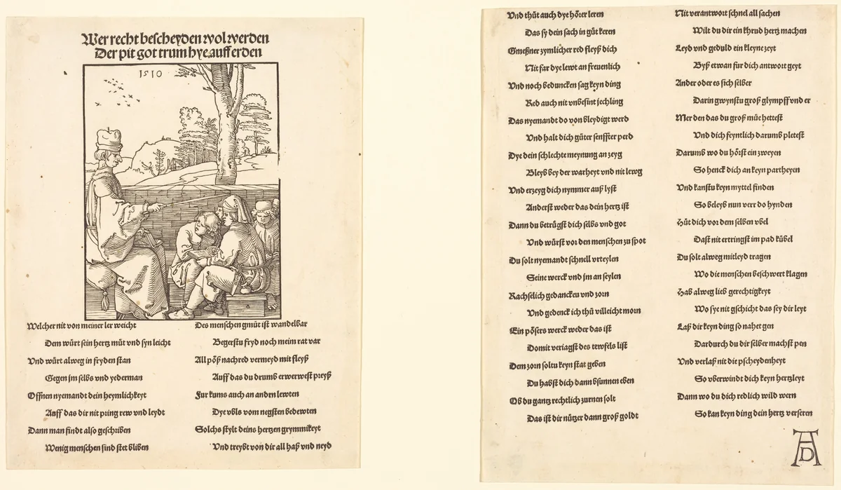 The School Teacher by Albrecht Dürer, print, 1510