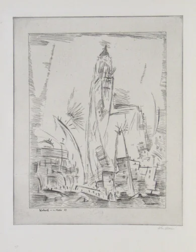 Woolworth Building No. 2 by John Marin, print, 1913
