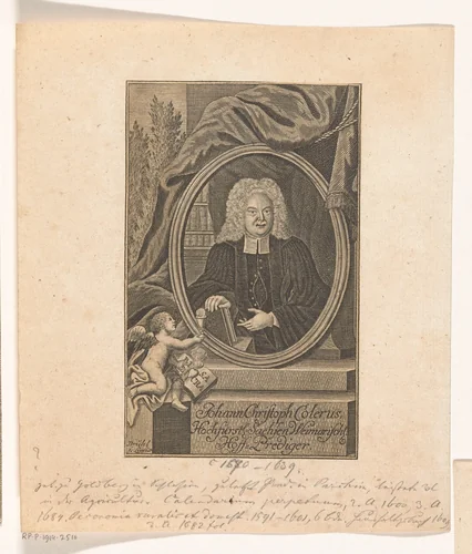 Portret van Johann Christoph Coler by Johann Benjamin Brühl, print, 1735
