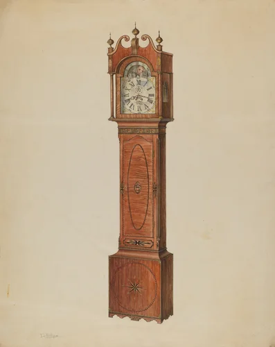 Tall Clock by Lawrence Phillips, index of american design, 1936
