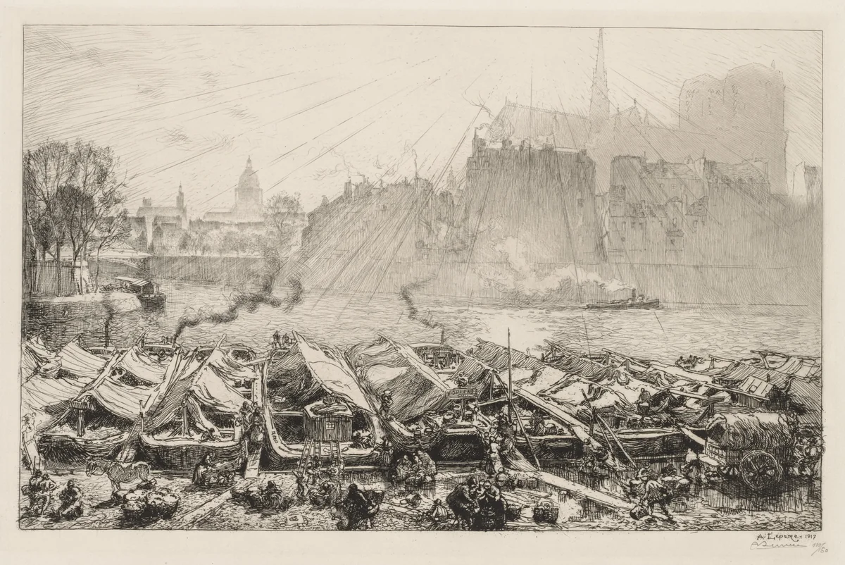 Le Grande Marché aux Pommes by Auguste Louis Lepère, print, 1917