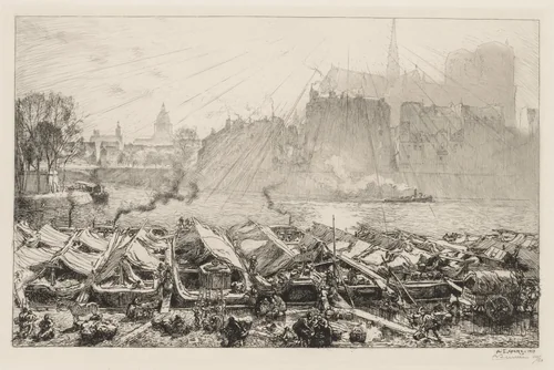 Le Grande Marché aux Pommes by Auguste Louis Lepère, print, 1917