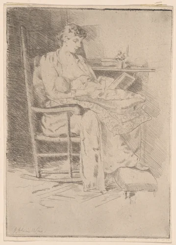 Mother and Child, No. 2 by Julian Alden Weir, print, 1872-1919