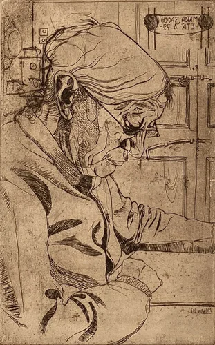 Maria Sacchi Reading by Umberto Boccioni, print, 1907