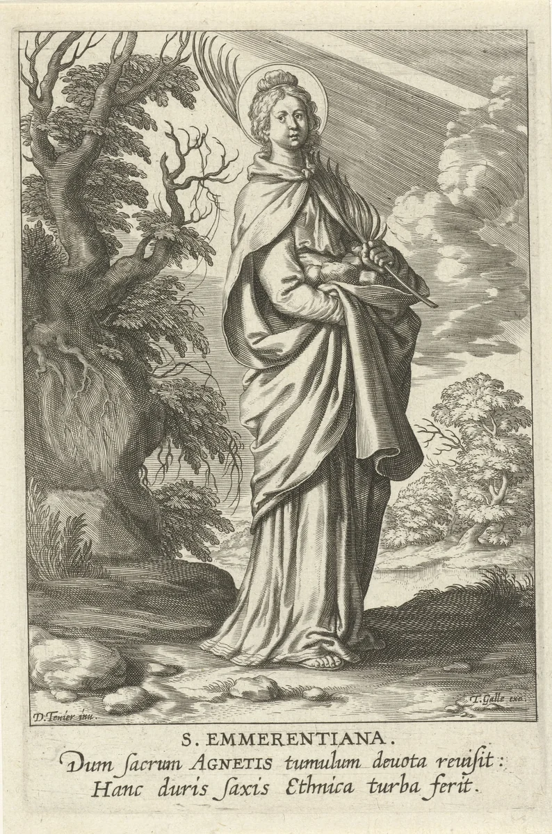 Heilige Emerentiana van Rome by Theodoor Galle, print, 1581-1633