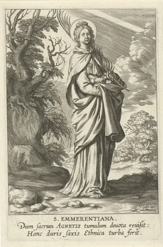 Heilige Emerentiana van Rome by Theodoor Galle, print, 1581-1633