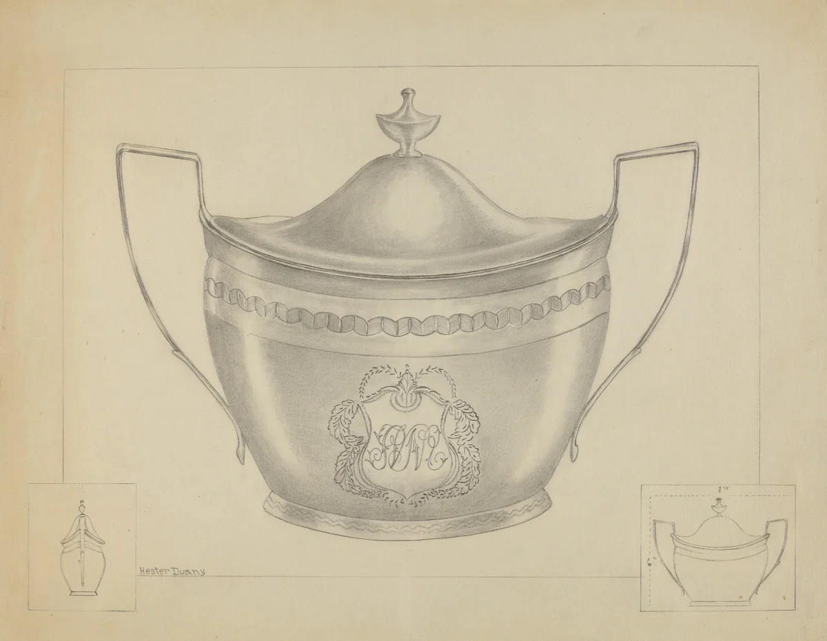 Silver Sugar Bowl with Cover by Hester Duany, index of american design, 1936