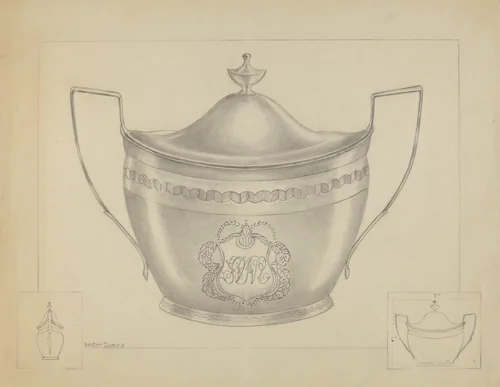 Silver Sugar Bowl with Cover by Hester Duany, index of american design, 1936