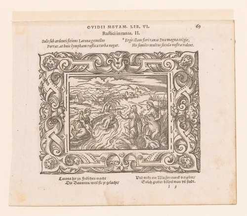 Latona verandert de Lycische boeren in kikkers by Virgilius Solis, print, 1569