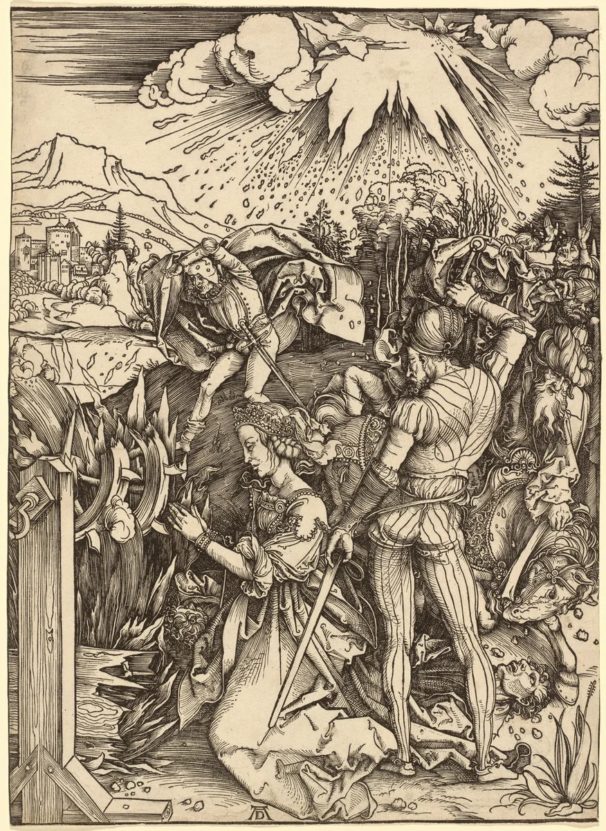 The Martyrdom of Saint Catherine by Albrecht Dürer, print, 1497-1499