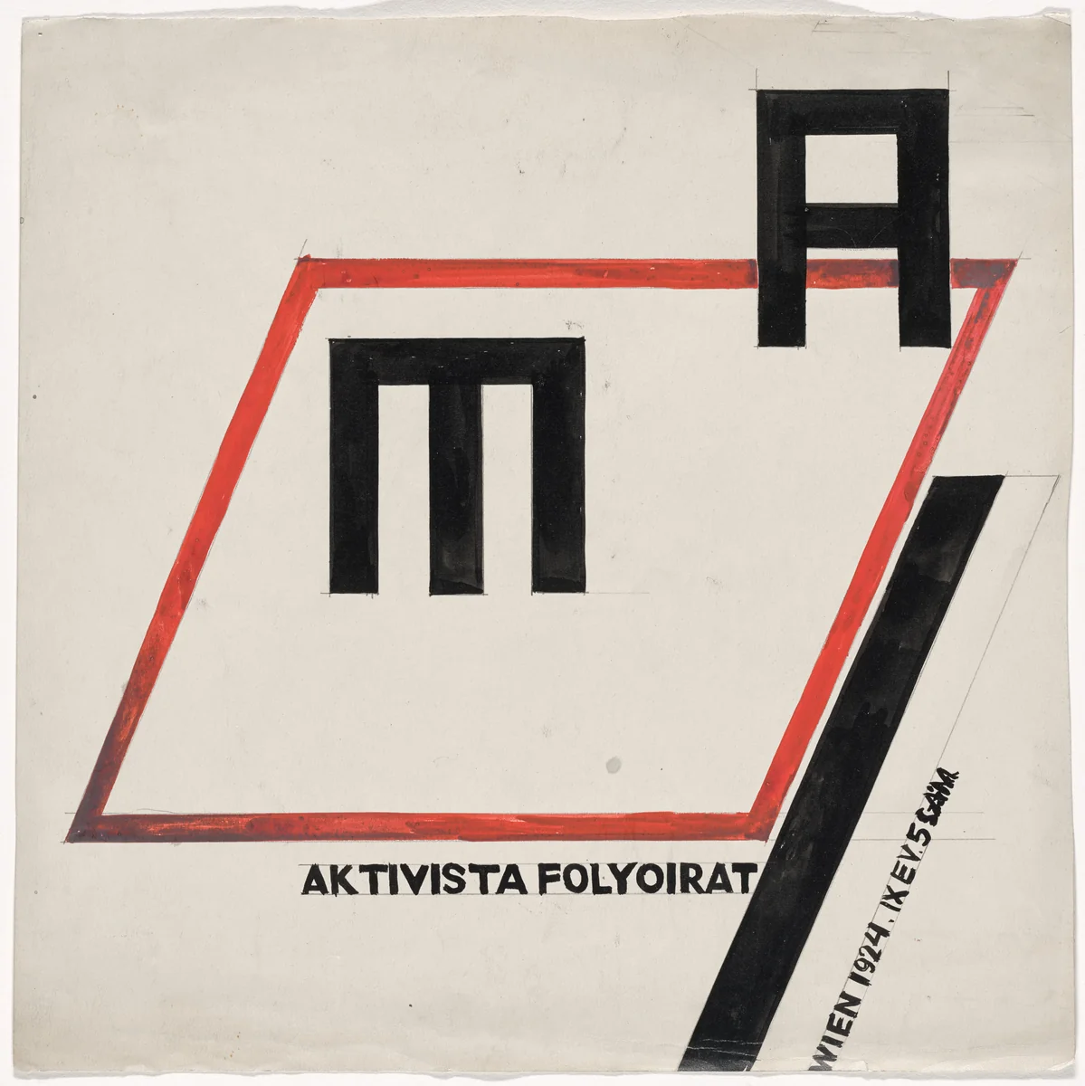 Cover design (unrealized) for Ma: Aktivista folyóirat, vol. 9, no. 5 by Farkas Molnár, drawing, 1924