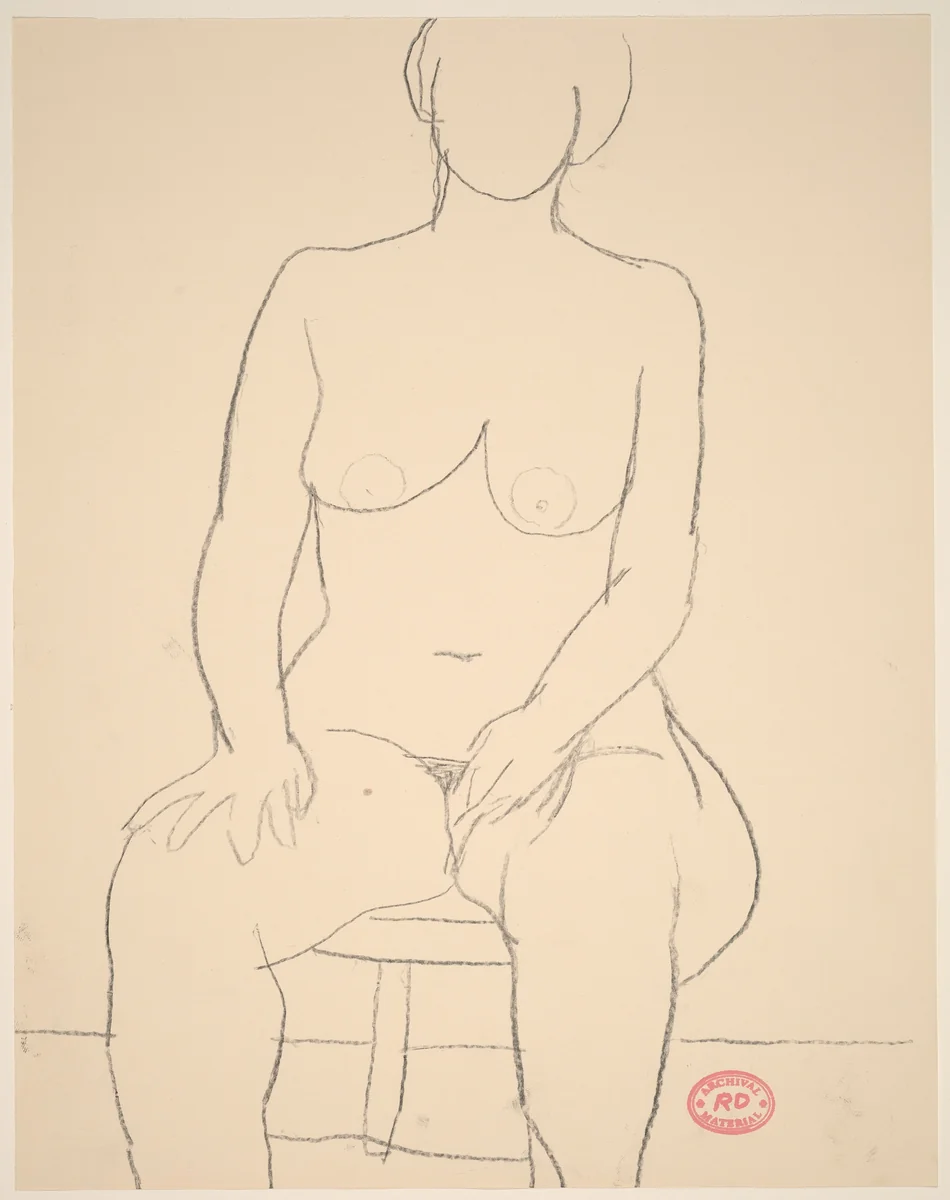 Untitled [front view of seated female nude] by Richard Diebenkorn, drawing, 1955-1967