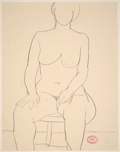 Untitled [front view of seated female nude] by Richard Diebenkorn, drawing, 1955-1967