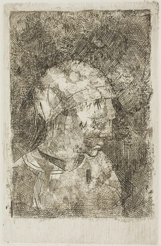 Head of a Young Girl (Compiler's Title) by Odilon Redon, print, 1881-1891