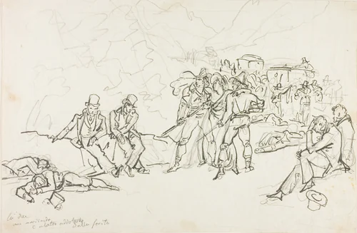 The Stagecoach Holdup by Bartolomeo Pinelli, drawing, 1801-1835