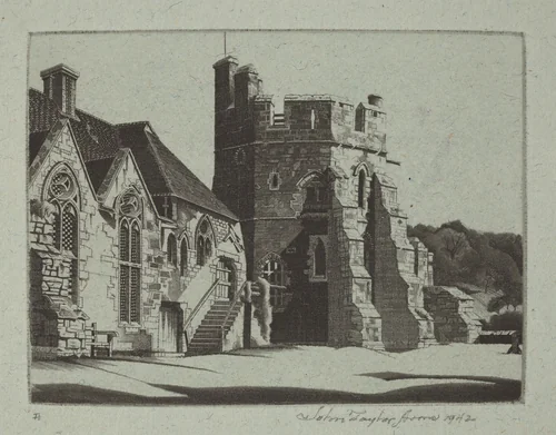 Stokesay Castle by John Taylor Arms, print, 1942