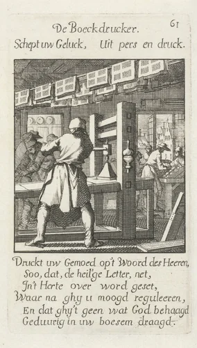 Boekdrukker by Jan Luyken, print, 1694