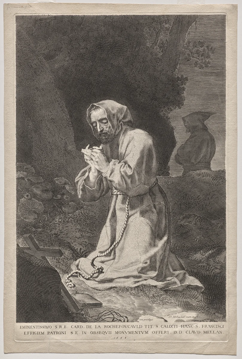 St. Francis by Claude Mellan, print, 1638