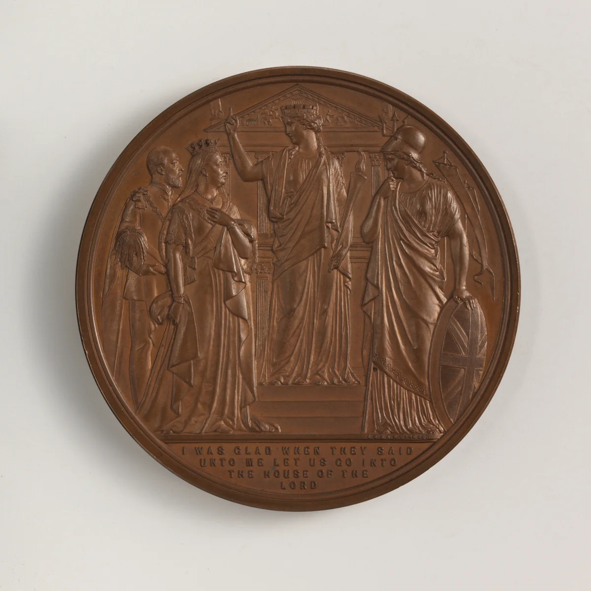 Service of Thanksgiving for Recovery of Prince of Wales medal by Joseph Shepherd Wyon, metalwork, 1872