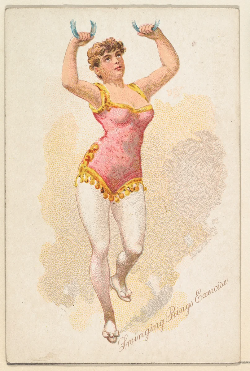 Swinging Rings Exercise, from the Pretty Athletes series (N196) issued by Wm. S. Kimball & Co. by William S. Kimball & Company, print, 1889