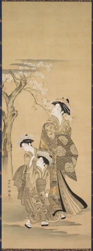 Woman and Two Children by Kubo Shunman (窪俊満), painting, 1900-1912