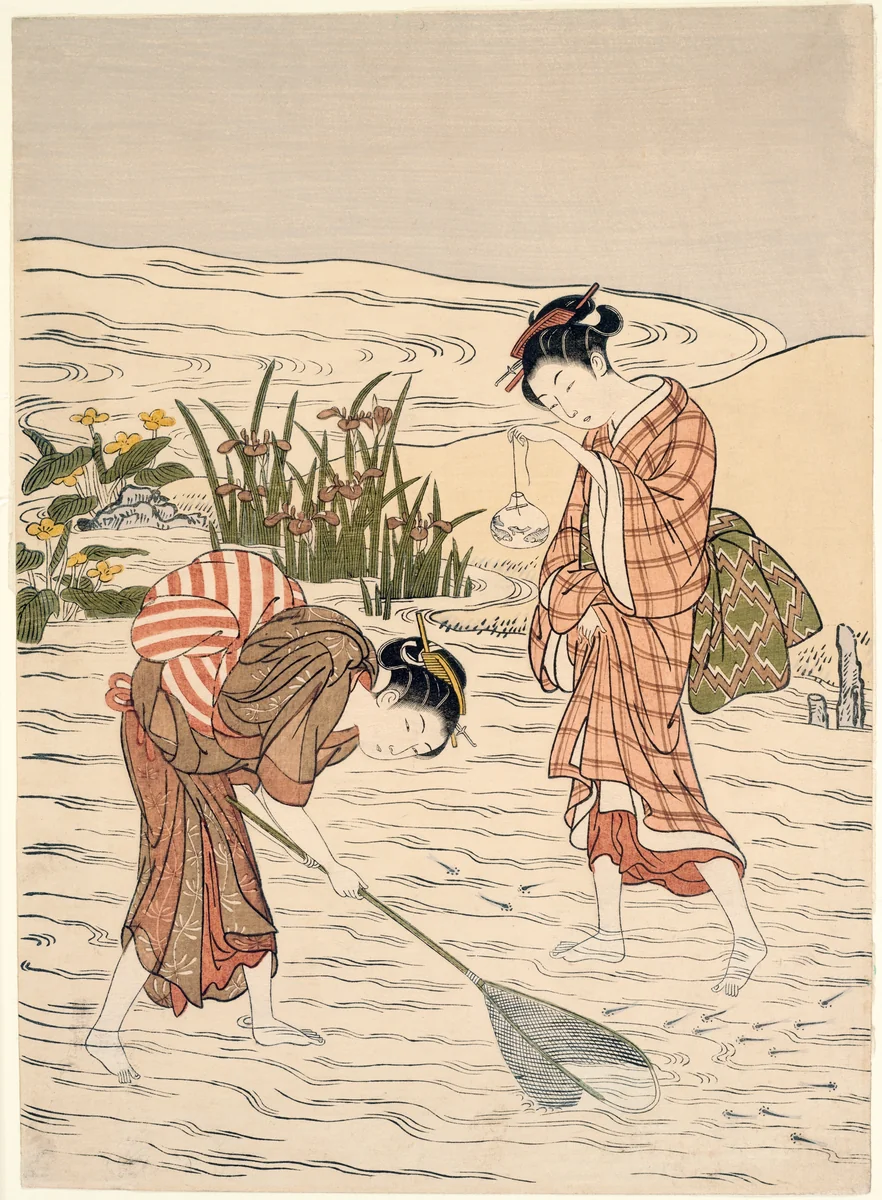 Fishing in Shallow Water by Suzuki Harunobu (鈴木春信), print, 1762-1773