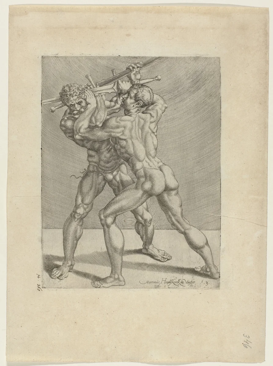 Twee zwaardvechters by Unknown, print, 1552
